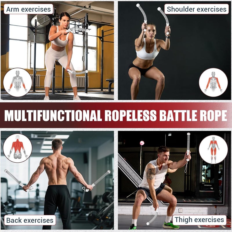 COCTN Weighted Ropeless Battle Ropes, Heavy Duty Portable Cordless Battle Ropes for Home Gym with Poster, Workout Exercise Rope for Strength Building, HIIT and Low-Impact Aerobic Training for Men & Women - Image 4